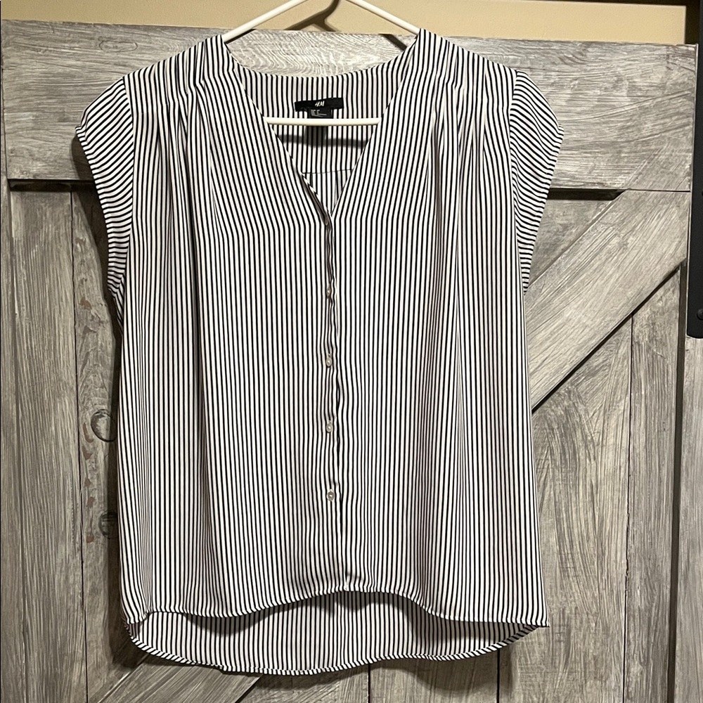 H&M Black and White Striped Blouse